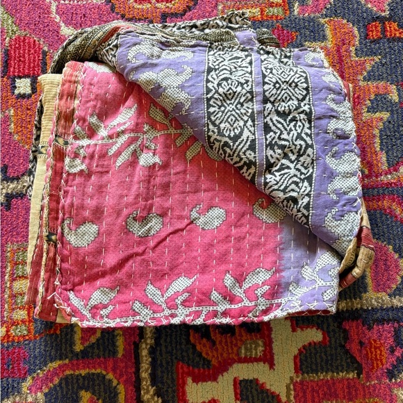 Boho Colorful Patchwork Kathna Reversible Quilt - Picture 5 of 16